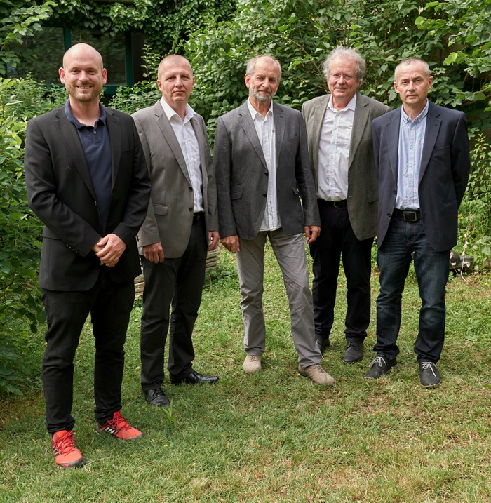 (f.l.t.r.): Christoph Treberspurg, Bernhard Kollmann, Friedrich Mühling, Martin Treberspurg, Christian Wolfert