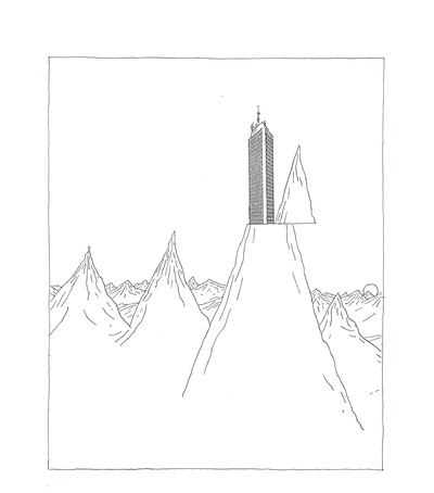 Gustav Peichl_Das Hochhochhaus_1991_Tusche auf Papier