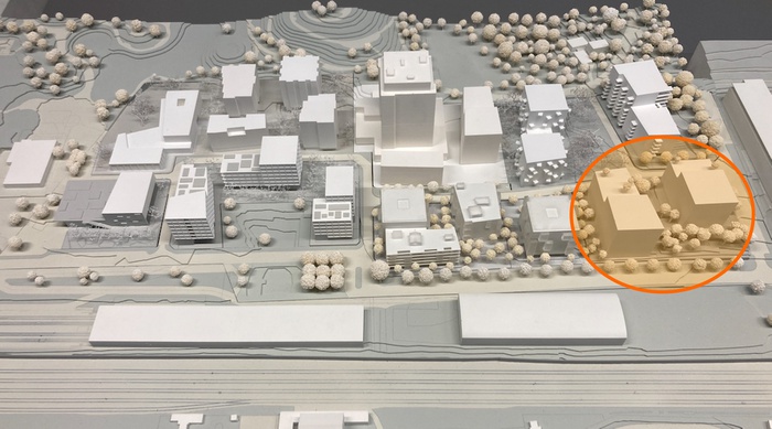 3D-Modell gesamter Bauplatz aus Bauträgerwettbewerb